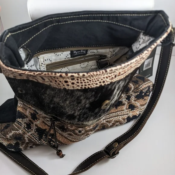 Myra Bag Brown & Black Aztec Crossbody with Cream Accents - Picture 12 of 16